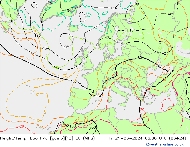 Height/Temp. 850 hPa EC (AIFS) Fr 21.06.2024 06 UTC