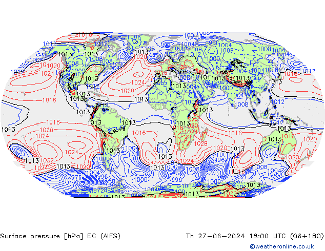 Yer basıncı EC (AIFS) Per 27.06.2024 18 UTC
