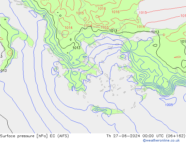 Atmosférický tlak EC (AIFS) Čt 27.06.2024 00 UTC