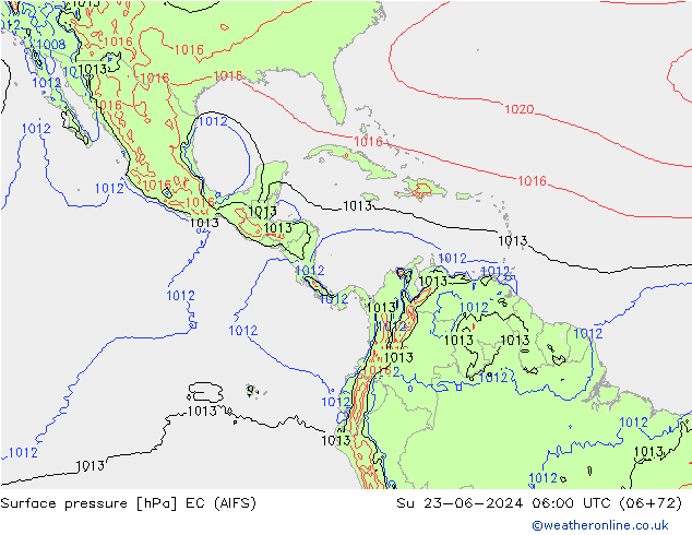 Atmosférický tlak EC (AIFS) Ne 23.06.2024 06 UTC