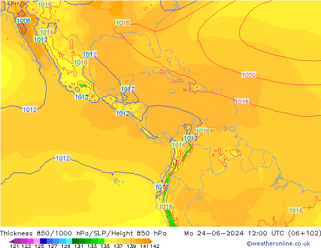 Thck 850-1000 hPa EC (AIFS) Mo 24.06.2024 12 UTC