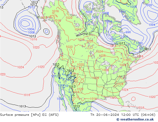 ciśnienie EC (AIFS) czw. 20.06.2024 12 UTC