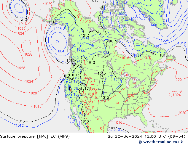 приземное давление EC (AIFS) сб 22.06.2024 12 UTC