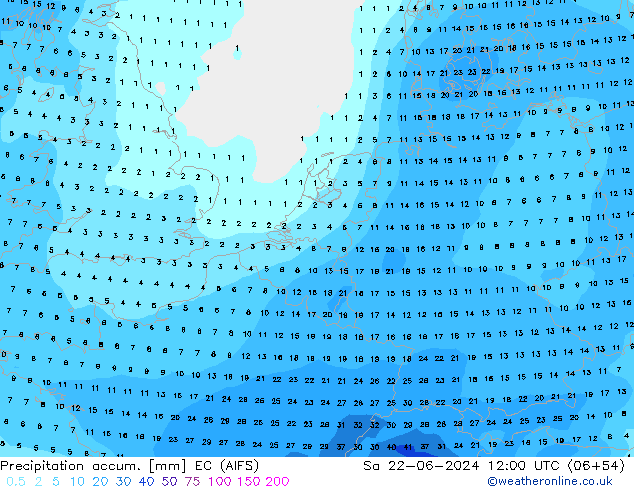 Totale neerslag EC (AIFS) za 22.06.2024 12 UTC