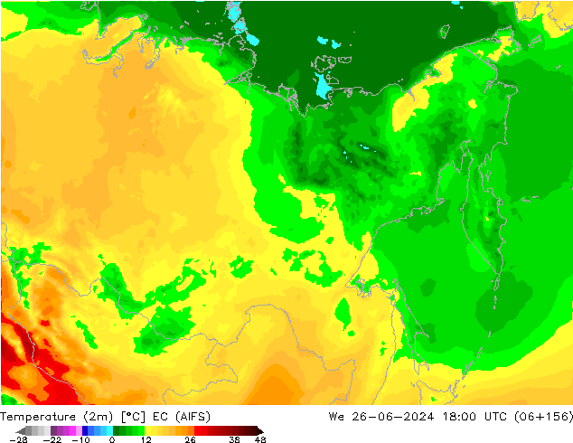 Temperaturkarte (2m) EC (AIFS) Mi 26.06.2024 18 UTC