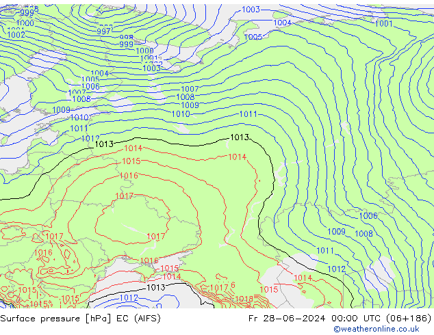 Surface pressure EC (AIFS) Fr 28.06.2024 00 UTC