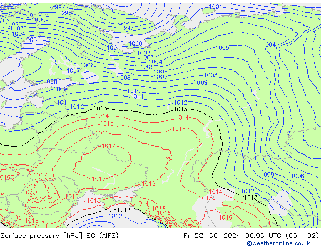 Surface pressure EC (AIFS) Fr 28.06.2024 06 UTC