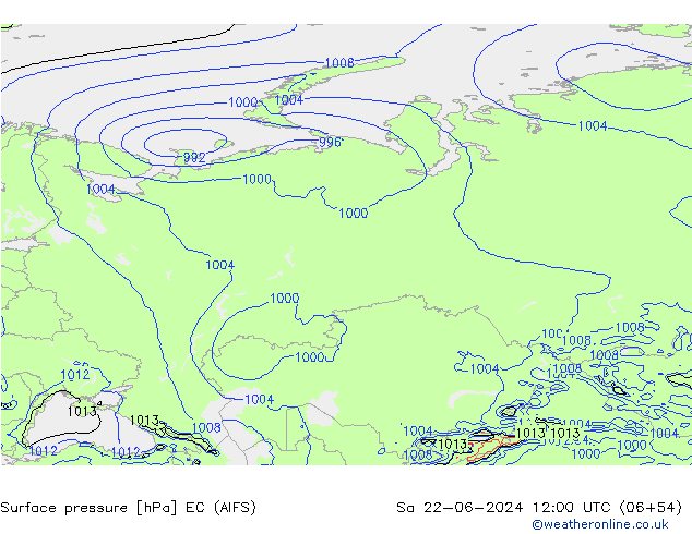 Pressione al suolo EC (AIFS) sab 22.06.2024 12 UTC