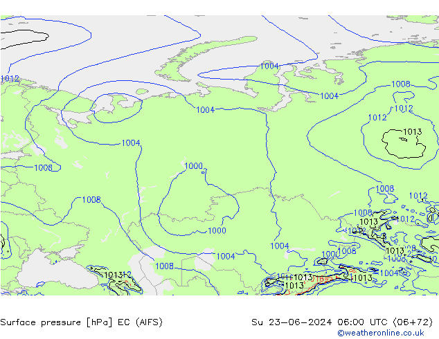 Surface pressure EC (AIFS) Su 23.06.2024 06 UTC