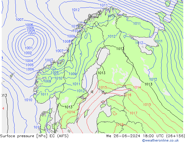pression de l'air EC (AIFS) mer 26.06.2024 18 UTC