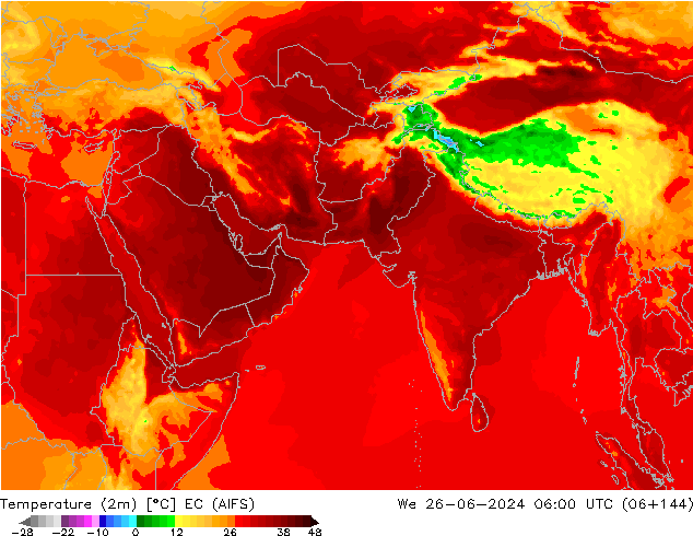 карта температуры EC (AIFS) ср 26.06.2024 06 UTC
