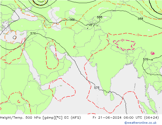 Height/Temp. 500 hPa EC (AIFS) Fr 21.06.2024 06 UTC