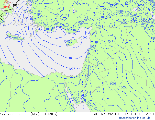 Atmosférický tlak EC (AIFS) Pá 05.07.2024 06 UTC