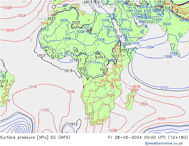 Surface pressure EC (AIFS) Fr 28.06.2024 00 UTC
