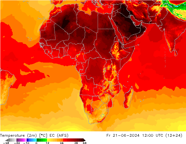 Sıcaklık Haritası (2m) EC (AIFS) Cu 21.06.2024 12 UTC
