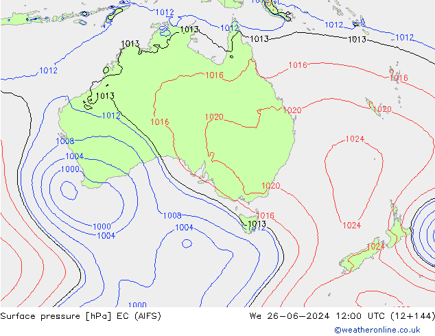 Surface pressure EC (AIFS) We 26.06.2024 12 UTC
