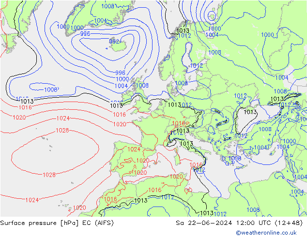 Bodendruck EC (AIFS) Sa 22.06.2024 12 UTC