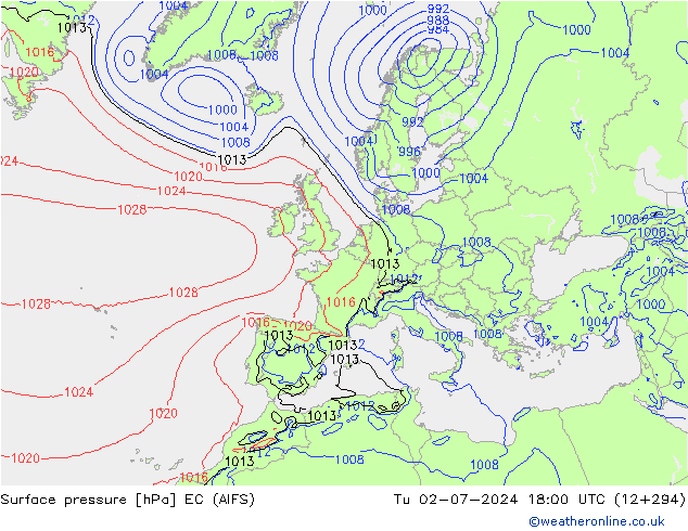 Bodendruck EC (AIFS) Di 02.07.2024 18 UTC