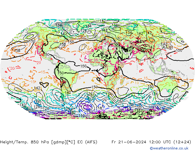 Height/Temp. 850 hPa EC (AIFS) Pá 21.06.2024 12 UTC