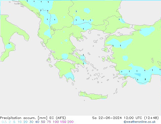 Precipitación acum. EC (AIFS) sáb 22.06.2024 12 UTC