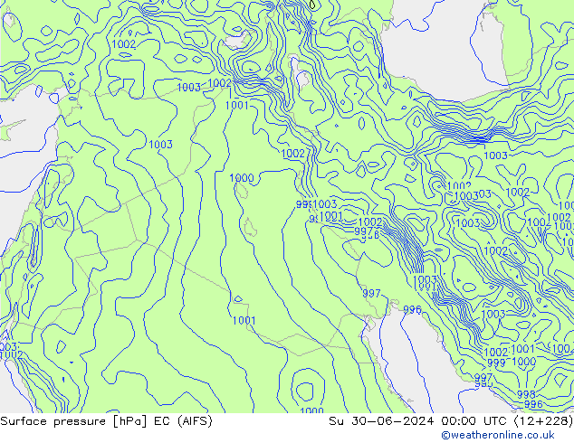 Pressione al suolo EC (AIFS) dom 30.06.2024 00 UTC