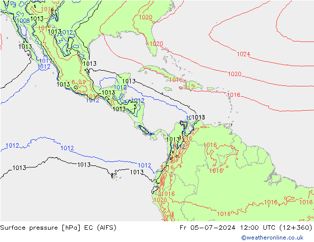 Atmosférický tlak EC (AIFS) Pá 05.07.2024 12 UTC