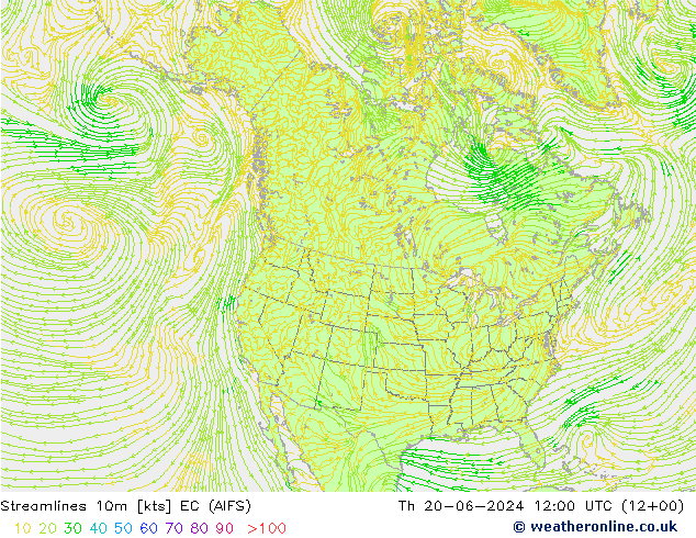 风 10m EC (AIFS) 星期四 20.06.2024 12 UTC