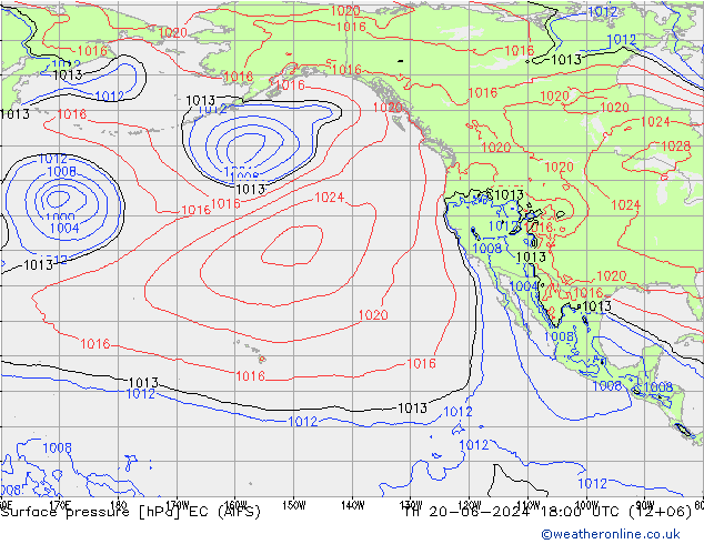 Pressione al suolo EC (AIFS) gio 20.06.2024 18 UTC