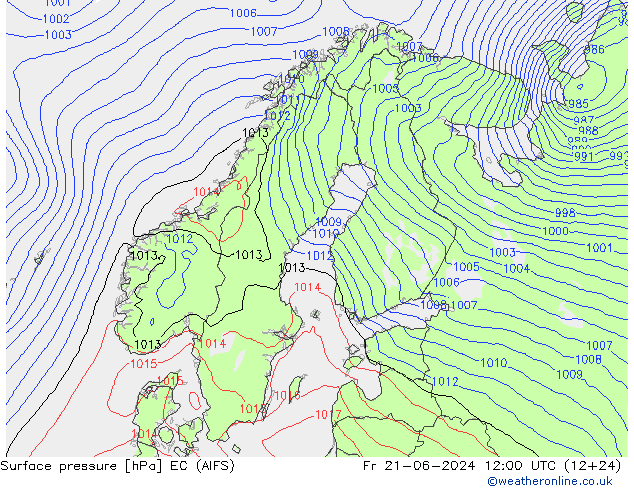 地面气压 EC (AIFS) 星期五 21.06.2024 12 UTC
