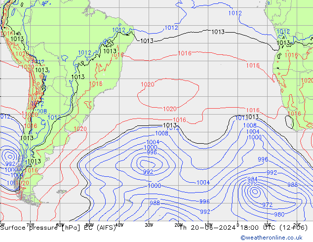 Luchtdruk (Grond) EC (AIFS) do 20.06.2024 18 UTC