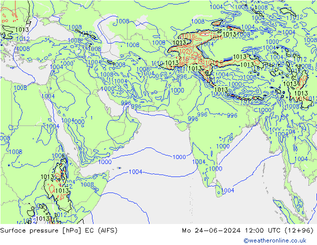 Atmosférický tlak EC (AIFS) Po 24.06.2024 12 UTC