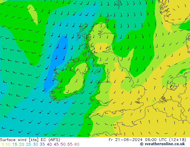 Bodenwind EC (AIFS) Fr 21.06.2024 06 UTC