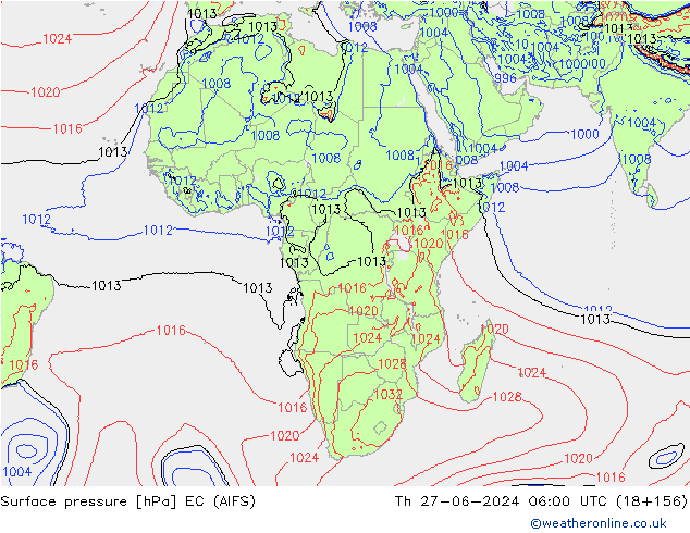 Luchtdruk (Grond) EC (AIFS) do 27.06.2024 06 UTC