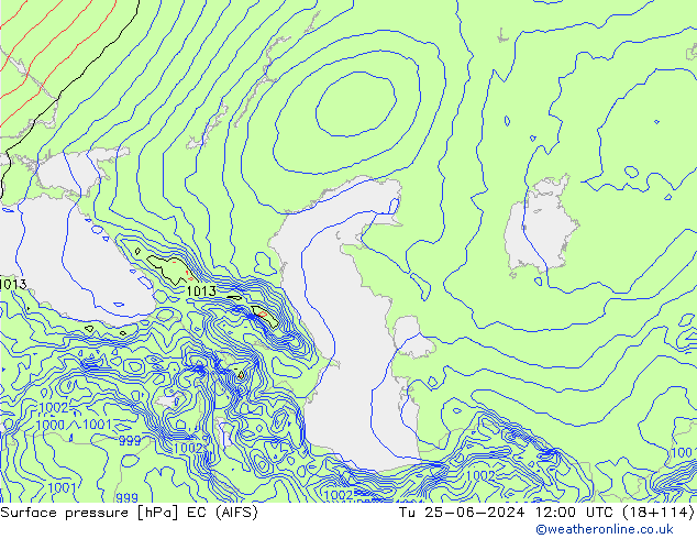 Surface pressure EC (AIFS) Tu 25.06.2024 12 UTC