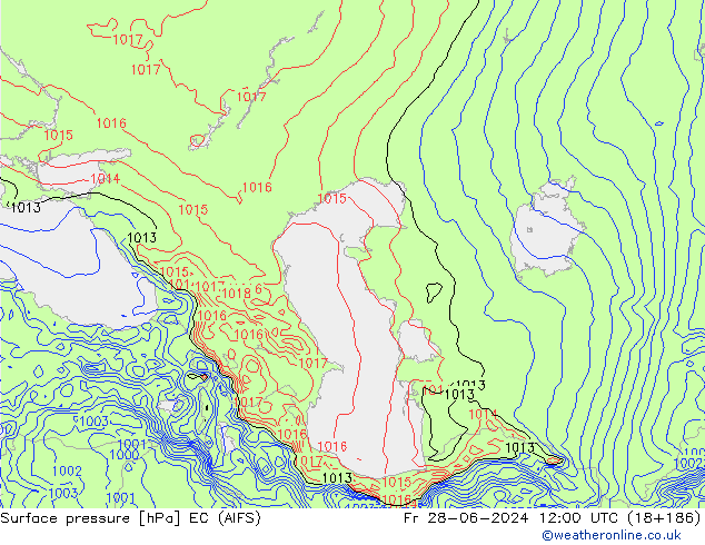 Presión superficial EC (AIFS) vie 28.06.2024 12 UTC