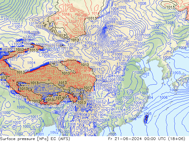 Surface pressure EC (AIFS) Fr 21.06.2024 00 UTC