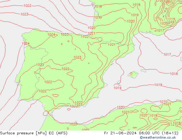 Surface pressure EC (AIFS) Fr 21.06.2024 06 UTC