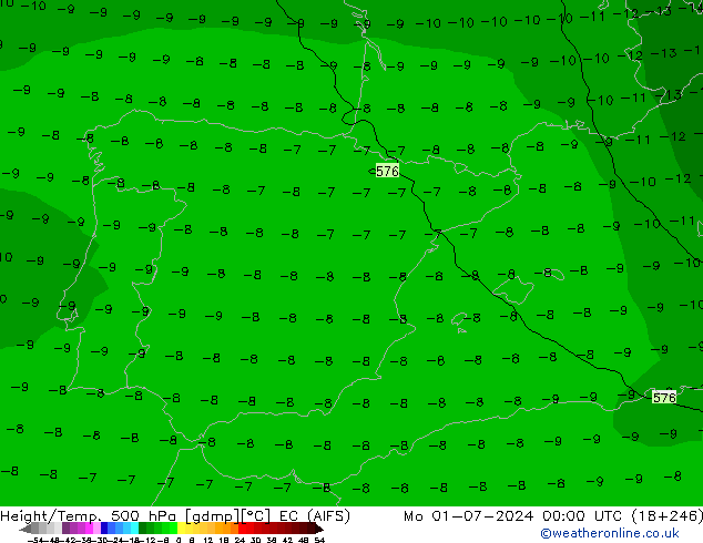 Géop./Temp. 500 hPa EC (AIFS) lun 01.07.2024 00 UTC