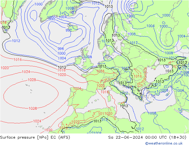 pression de l'air EC (AIFS) sam 22.06.2024 00 UTC