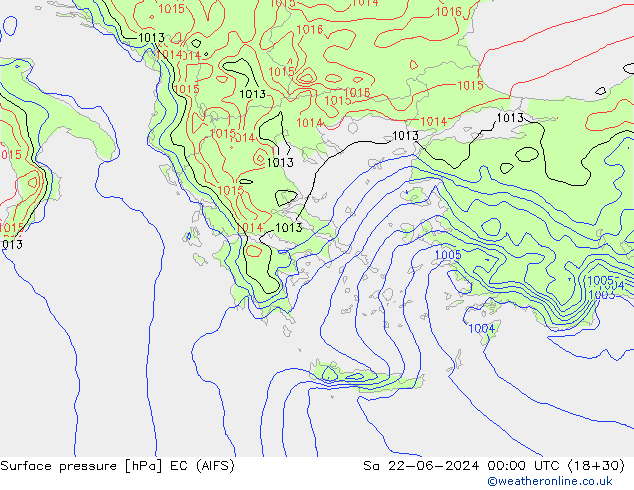 Presión superficial EC (AIFS) sáb 22.06.2024 00 UTC