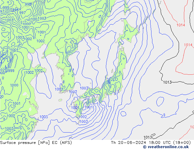 pressão do solo EC (AIFS) Qui 20.06.2024 18 UTC