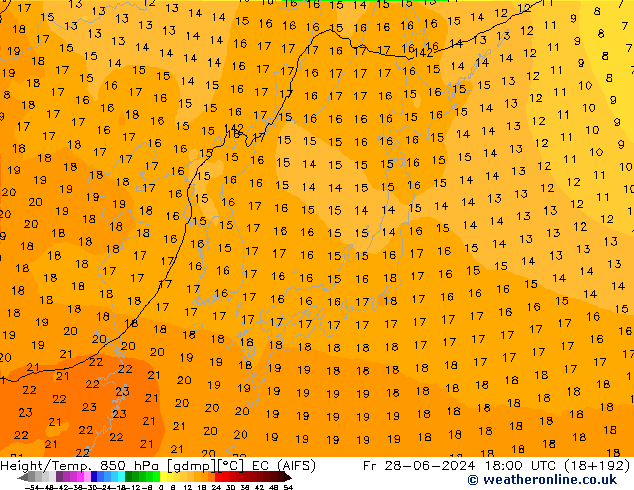 Height/Temp. 850 hPa EC (AIFS) Fr 28.06.2024 18 UTC