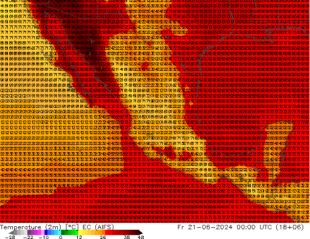 Sıcaklık Haritası (2m) EC (AIFS) Cu 21.06.2024 00 UTC