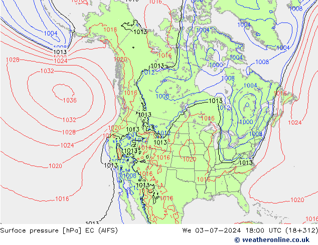 Surface pressure EC (AIFS) We 03.07.2024 18 UTC