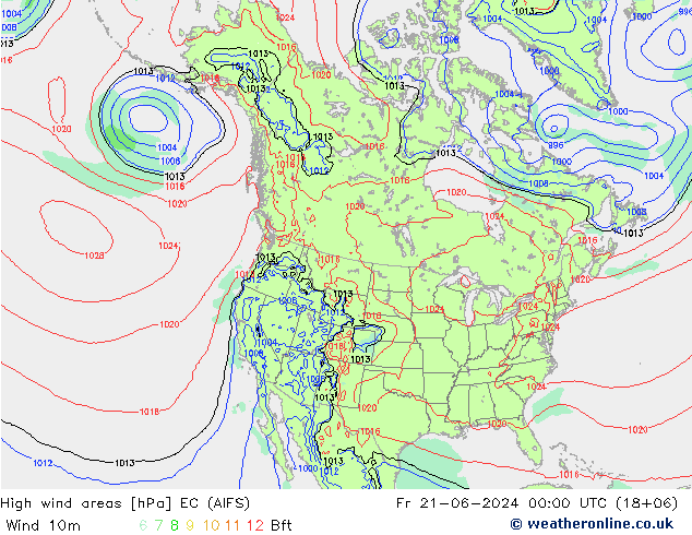 High wind areas EC (AIFS) vie 21.06.2024 00 UTC