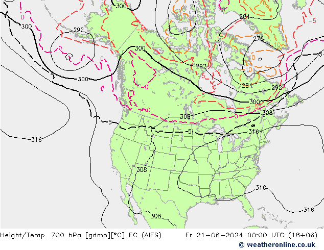 Height/Temp. 700 hPa EC (AIFS) 星期五 21.06.2024 00 UTC