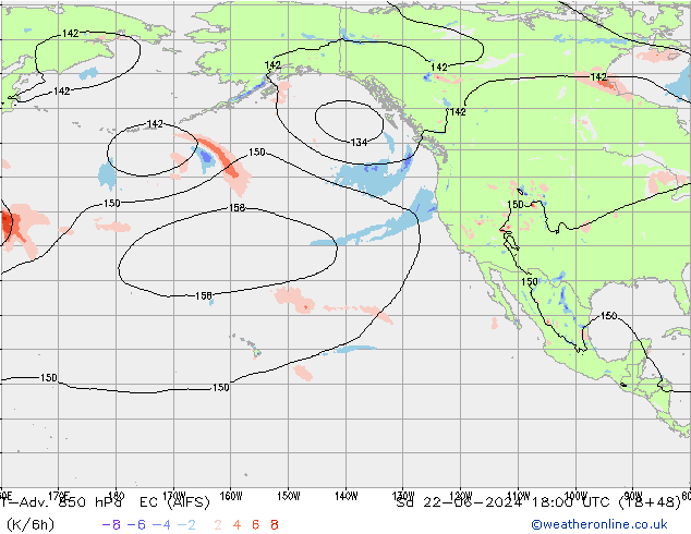 T-Adv. 850 hPa EC (AIFS) Sa 22.06.2024 18 UTC