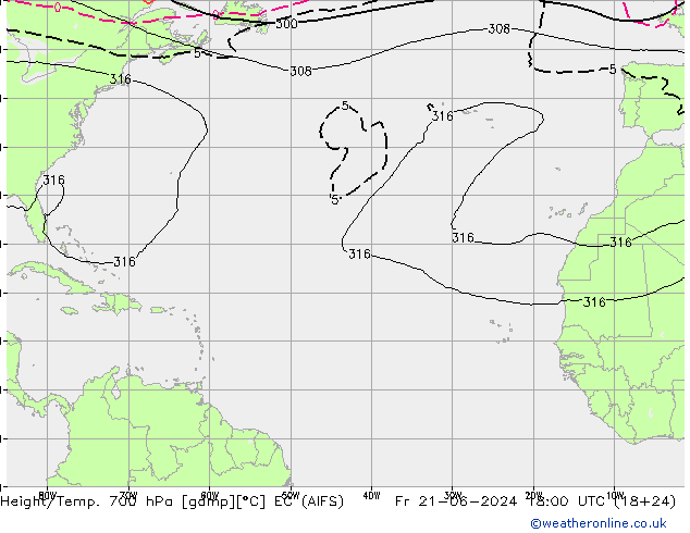 Hoogte/Temp. 700 hPa EC (AIFS) vr 21.06.2024 18 UTC