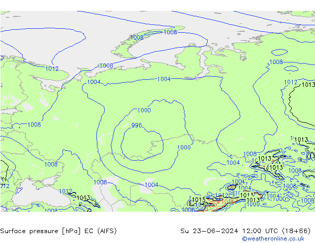 Surface pressure EC (AIFS) Su 23.06.2024 12 UTC