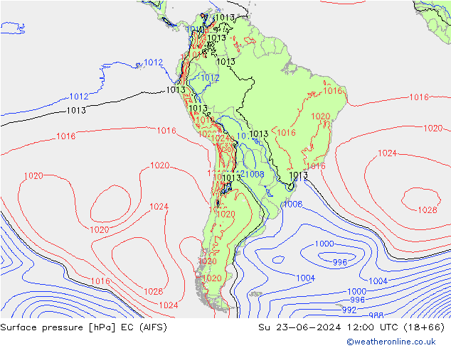 pression de l'air EC (AIFS) dim 23.06.2024 12 UTC